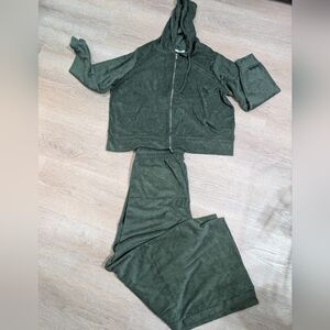 Zenana Green Jacket and Pants Set